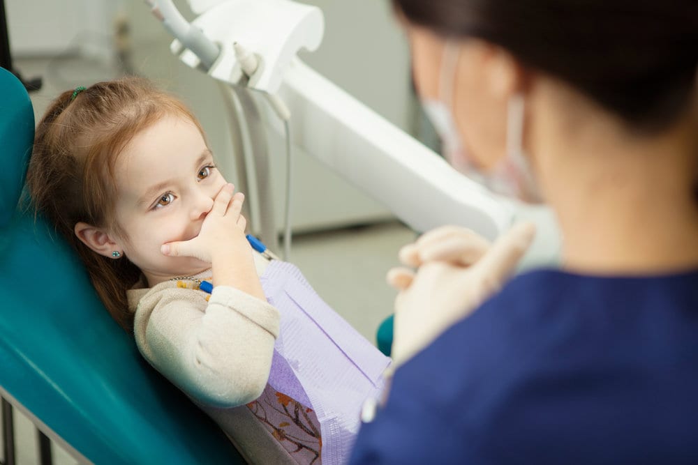 Child is nervous at the dentist